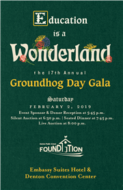 Save the Date for the 2019 Groundhog Day Gala Feb 2, 2019 Save the Date for the 2019 Groundhog Day Gala Feb 2, 2019